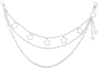 Punk Layered Pants Chain - Silver Belt Loop Pants Chain for Women Men, Gothic Hip Hop Accessories for Jeans