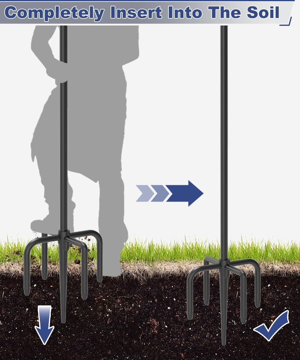 Upgrade 4-Hook Shepherds Hooks for Outdoor with Plastic Tube, 92" Heavy Duty Bird Feeder Pole with 5 Prongs Base, Adjustable Garden Hook for Solar Light, Hanging Plant, Wedding Decor, 1 Pack