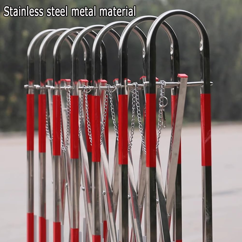 Barrera retráctil Extensible para Exteriores, Valla de Seguridad Industrial, Control de Acceso para entradas y Patios, de Acero Inoxidable, 1,4 x 5 m, Ideal para la segur