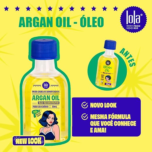 Frasco de óleo argan com rótulo detalhado
