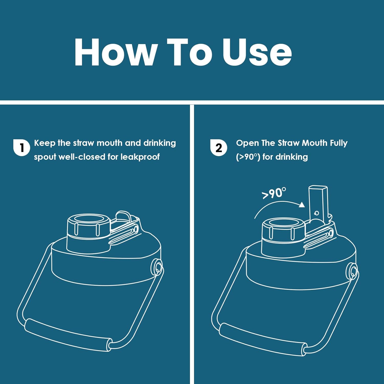 BOTTLE BOTTLE Insulated Water Bottle 64 oz with Straw and Dual-use Lid Half Gallon Water Jug Vacuum Stainless Steel for Workout and Sports Insulated Beer Growler with Handle Lake blue - Image 6