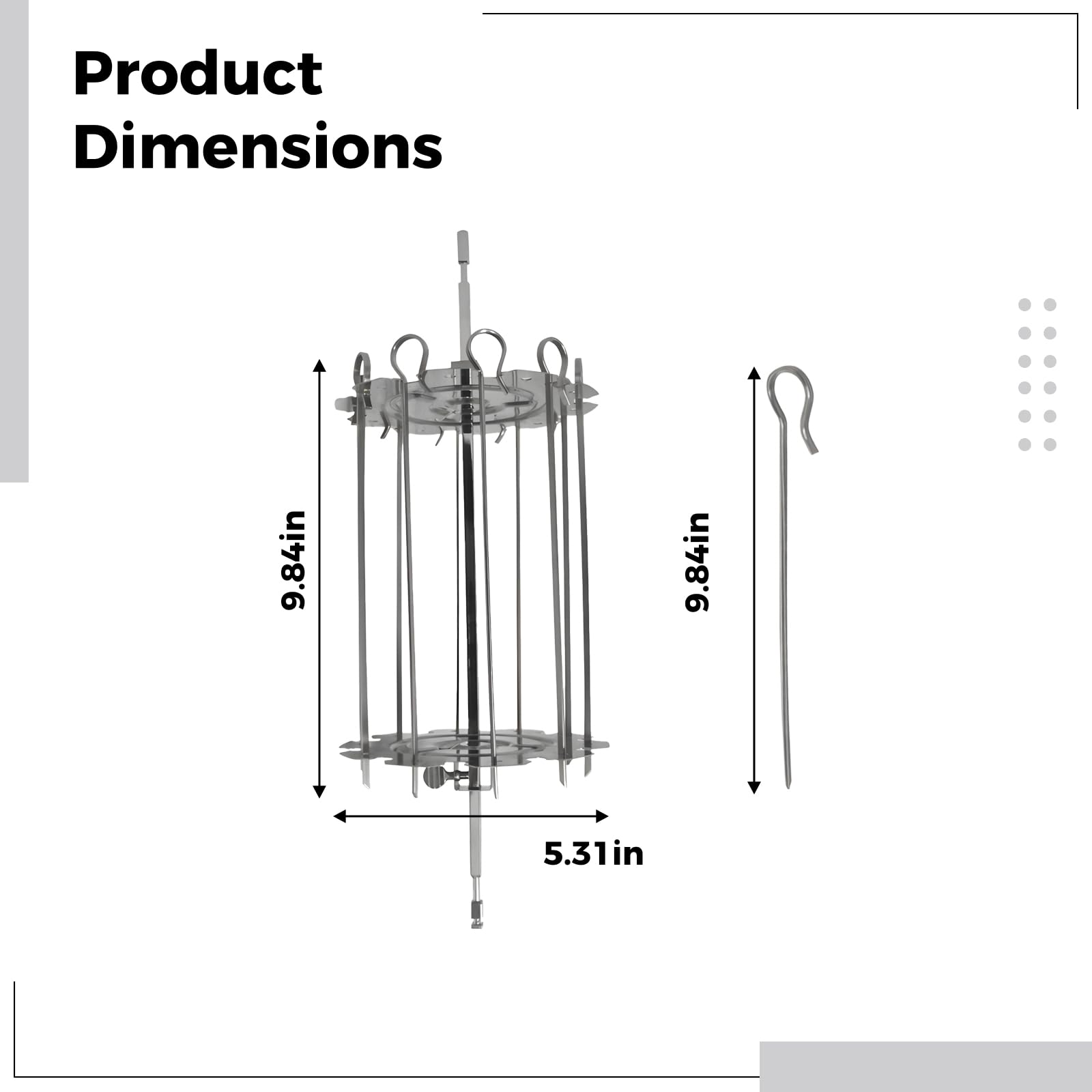 Set di 10 spiedini rotanti per barbecue, forno e friggitrice ad aria, 10 spiedini inclusi, perfetto per cucinare rosticceria, 190 cm