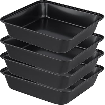Pack of 4 Baking Moulds 22 x 22 cm Square 5 cm Deep Square Baking Mould Casserole Dish Made of Carbon Steel Non-Stick Cake Mould Square Square Brownie Baking Moulds for Lasagna Cakes