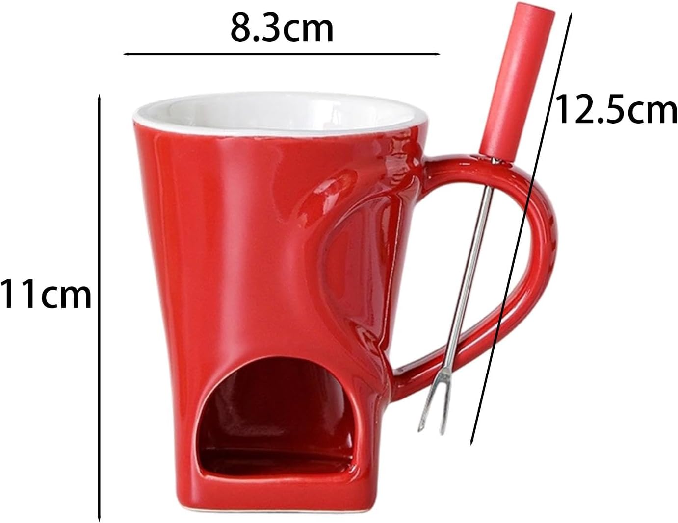 Drinking Cup, Mini Ceramic Fondue Mug with Fork Tealight