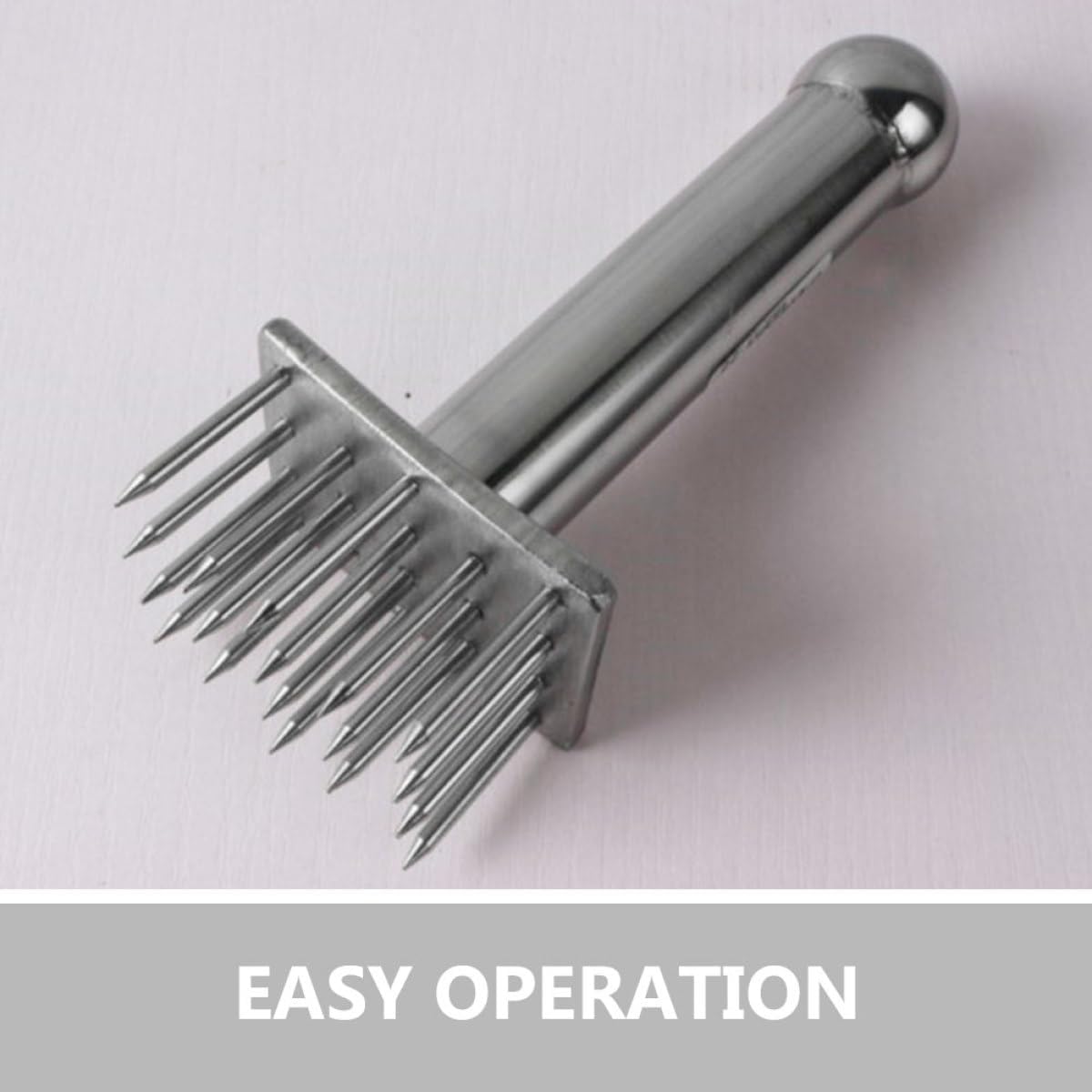 Hemobllo Metal Meat Tenderizer Mallet with Pins for Cooking Heavy-duty Needle Hammer for Tenderizing Beef Pork Chicken Textured Meat Loosening Tool with Comfortable Grip Kitchen Food Hammer