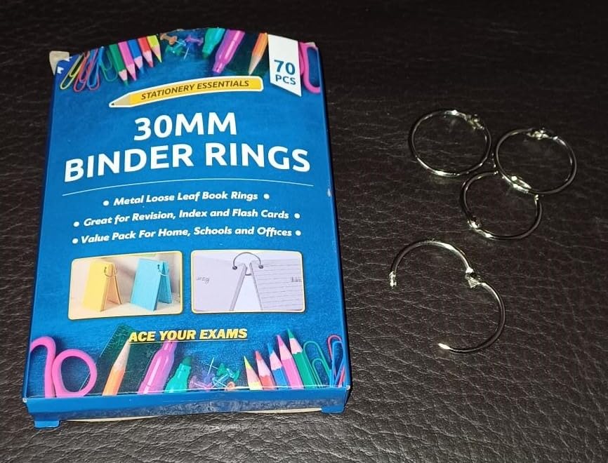 SOL 70pk 30mm Loose Leaf Binder Rings, Flash Card Rings, Metal Rings ...