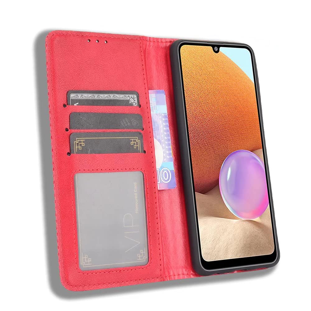 Fansipro Custodia a portafoglio per MOTOROLA MOTO G200 5G, in pelle PU Premium Slim Fit Cover per MOTO G200 5G, 2 slot per schede, facile da trasportare, rosso