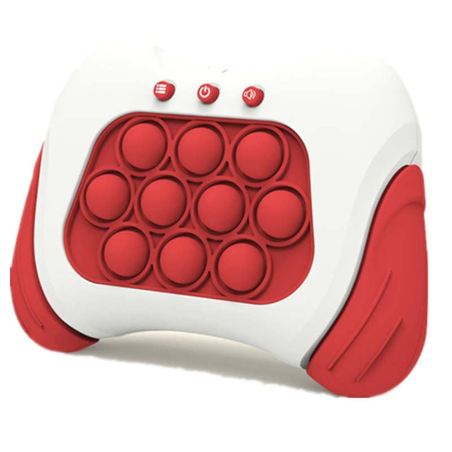 Julak Fast Push Electronic Pop it fidget game. Light up popping, memory game, pop it toy, quick push pop it, for kids and adults. (White with Red Handle)