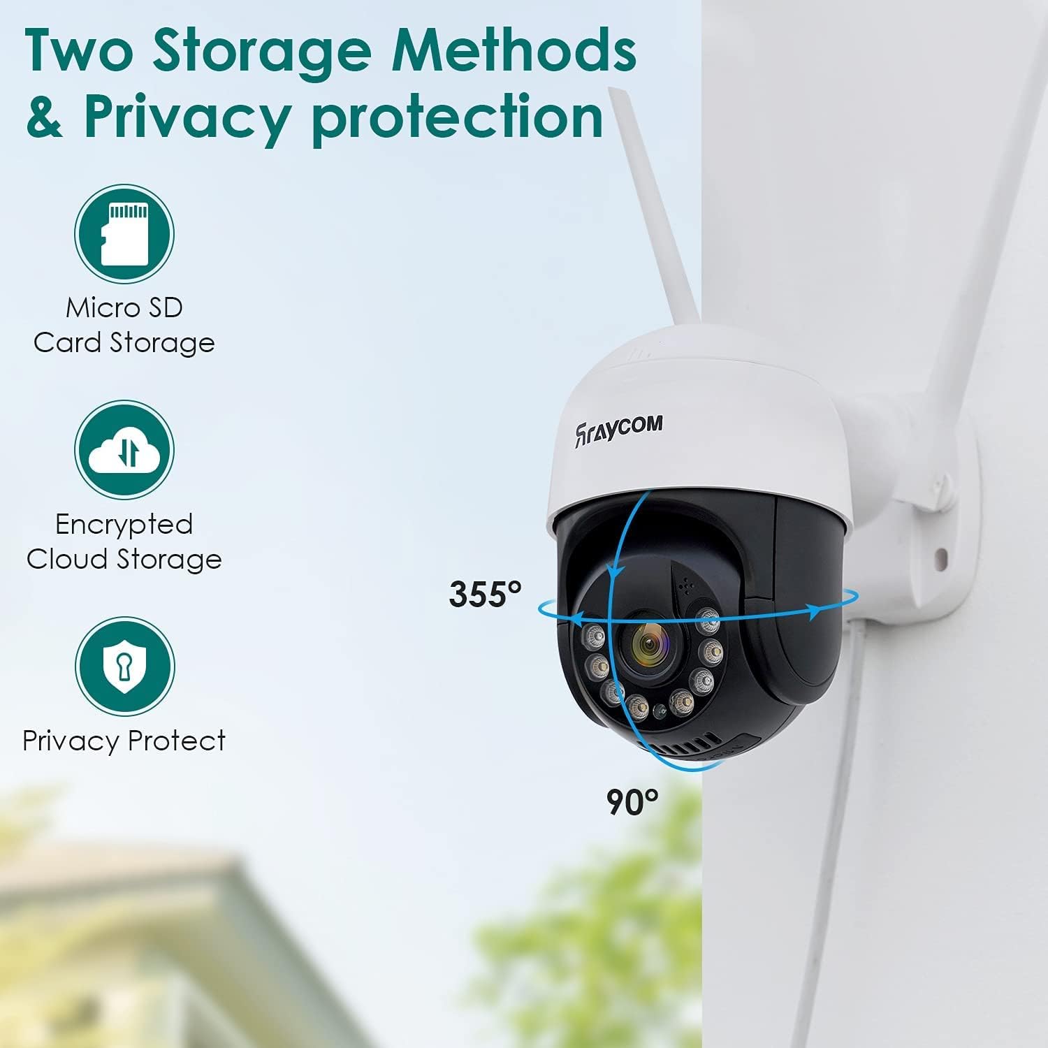50% Off Discount Rraycom Wireless Security Camera Outdoor Camera,2K Surveillance WiFi Camera with 360°View, Motion Alert, Auto Tracking, Two Way Audio, Waterproof, Pan-Tilt Color Night Vision, SD Card &Cloud Storage