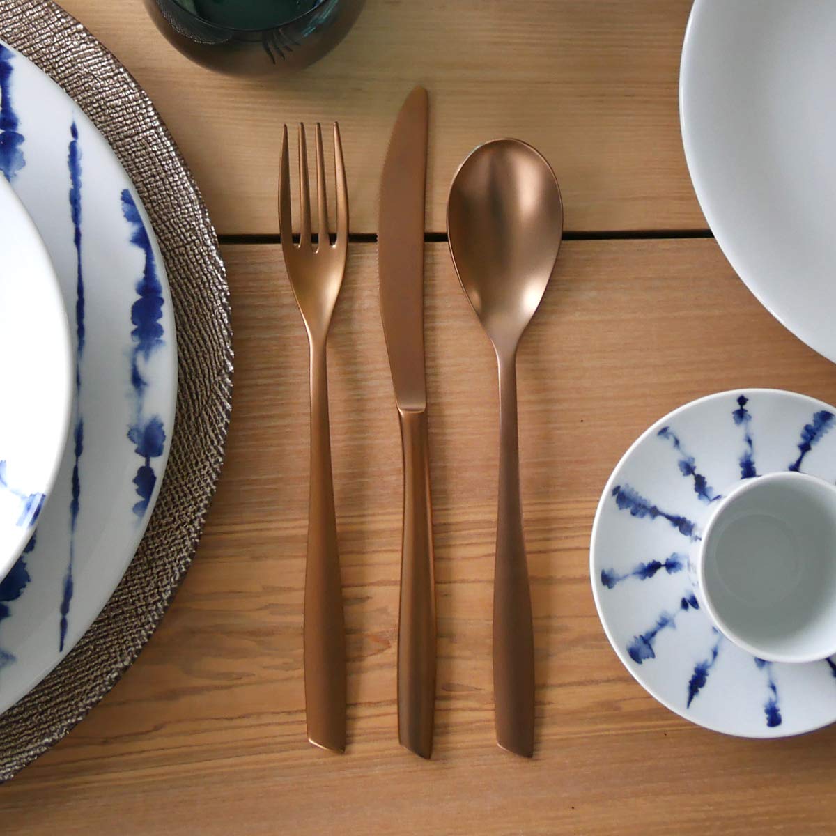 Bruno Evrard - Cubiertos de mesa (acero inoxidable 18/10, 24 piezas), color cobre mate
