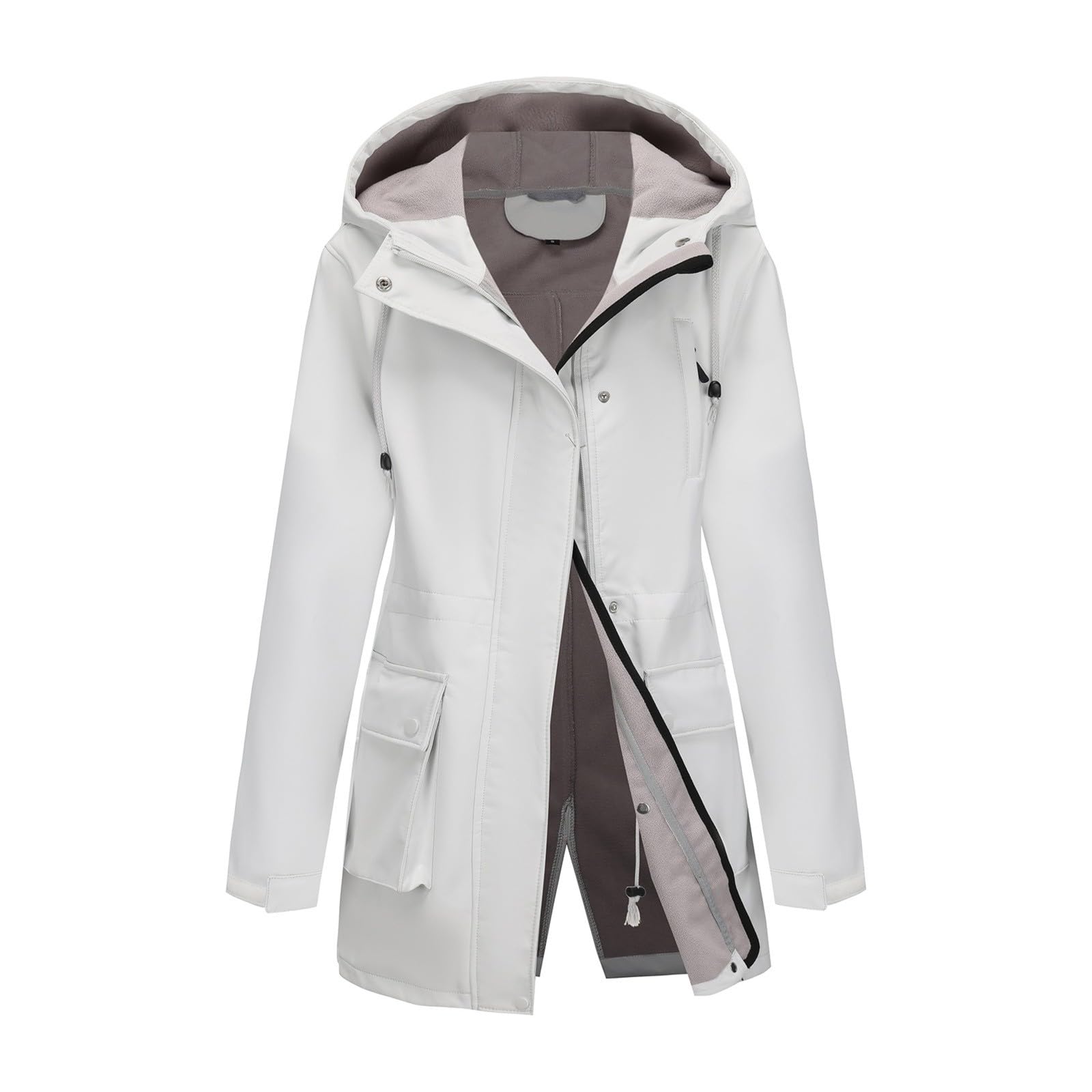 Giacca antipioggia da donna, lunga, impermeabile, foderata, 2 in 1, impermeabile, traspirante, parka antivento, taglie grandi, giacca softshell con cappuccio, giacca per il tempo libero sportiva