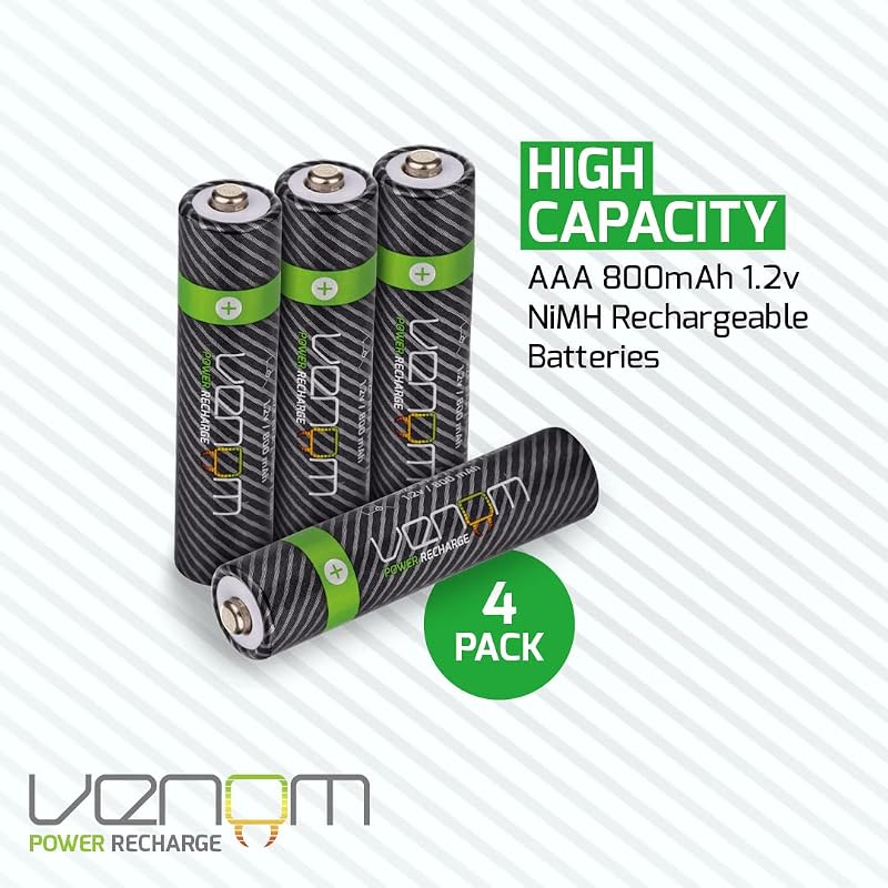 Venom AAA Újratölthető Elemek Töltőállomással - 4db 800mAh 1.2V Akkumulátor Szett Töltővel