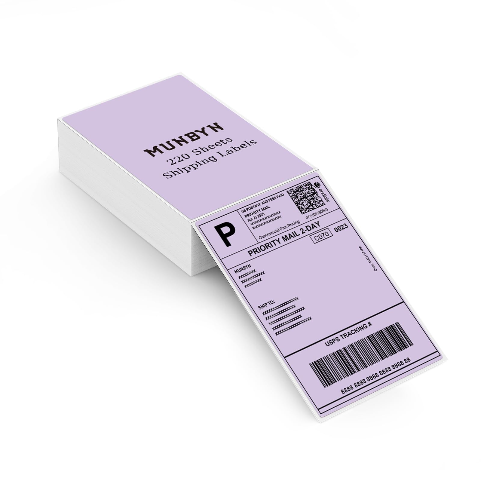 MUNBYN 4"x6" Purple Direct Thermal Printer Labels, 220 Sheets/Stack