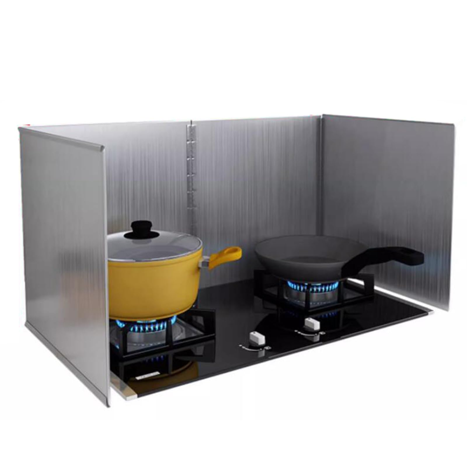 Protector antigrasa Plegable de Acero Inoxidable de 4 Lados contra Salpicaduras de Aceite - Pantalla antigrasa con Aislamiento térmico para cocinar, Seguridad en la Cocina, fácil de Limpiar,