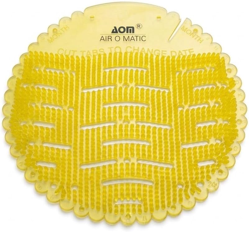 AIR O MATIC Urinal Screen Mat Lemon (Yellow, Medium) -20 Pieces Urinal Screen Mat for Menโs Restroom, Lemon Scented