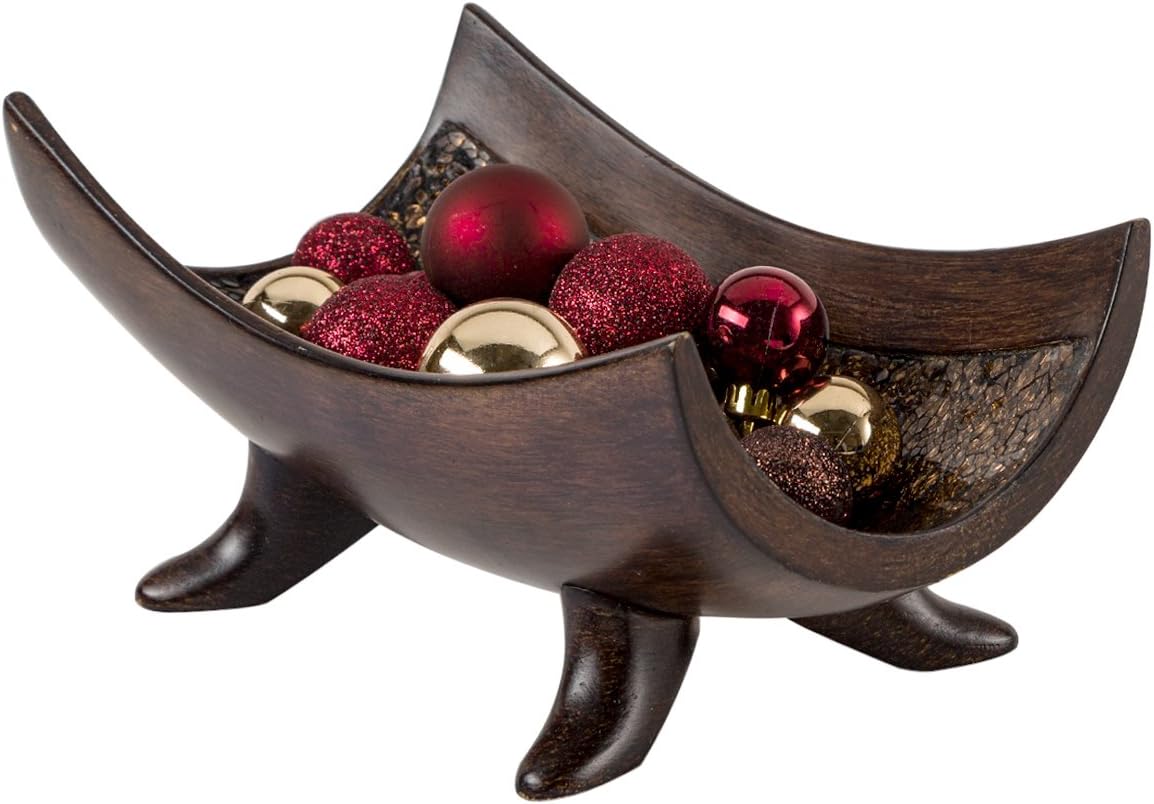 Schonwerk Brown Decorative Bowl for Home Decor - Dining Room Centerpiece - Coffee Table Decor for Living Room - 10" Resin Bowl - House Decor Decorations or Key Bowl for Entryway