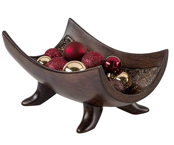 Creative Scents Schonwerk Brown Decorative Bowl for Home Decor - Dining Room Centerpiece - Coffee Table Decor for Living Room - 10" Resin Bowl - House Decor Decorations or Key Bowl for Entryway