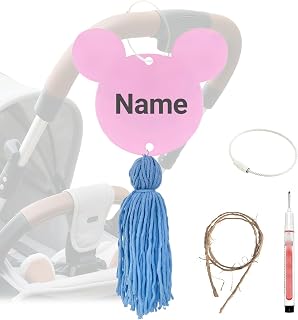 Stroller Identification Name Tag Pendant,Wood Hanger with Custom Name,Quickly Locate Your Stroller in Crowded Parks, Airports (Pink)