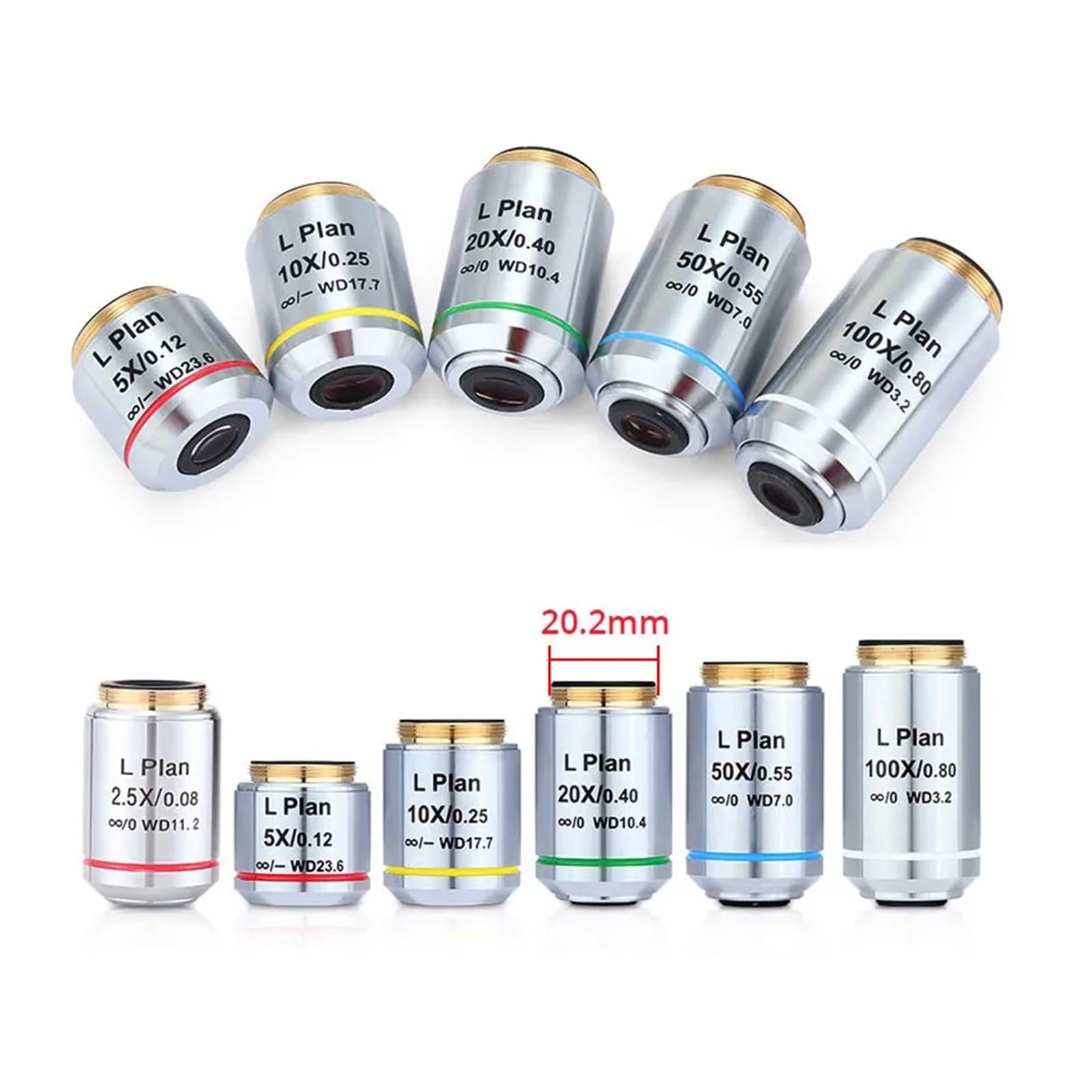 Microscope Objective, Lente metalográfica Infinity Long WD