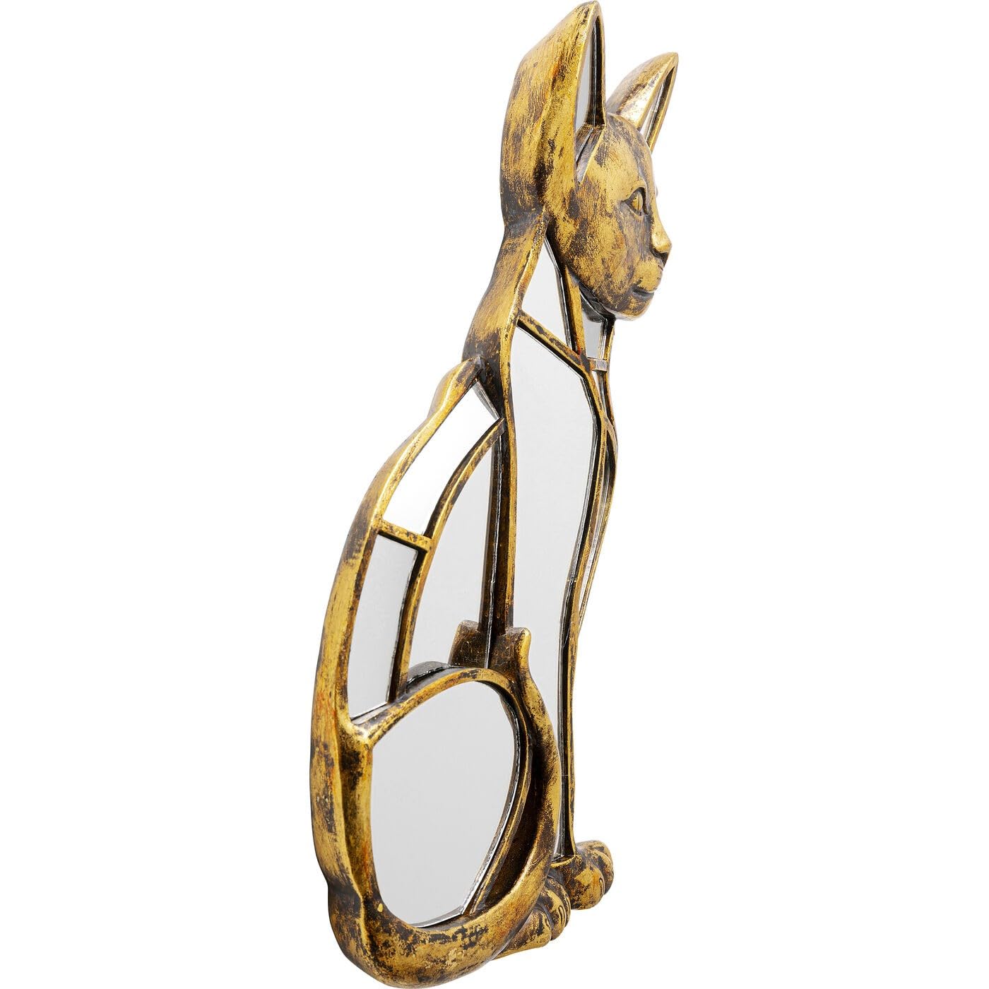 Kare Design oggetto decorativo Cat, argento/oro, motivo animale gatto, bassotto. accessorio parete soggiorno, corridoio, lounge, stile art déco, 38x24 cm