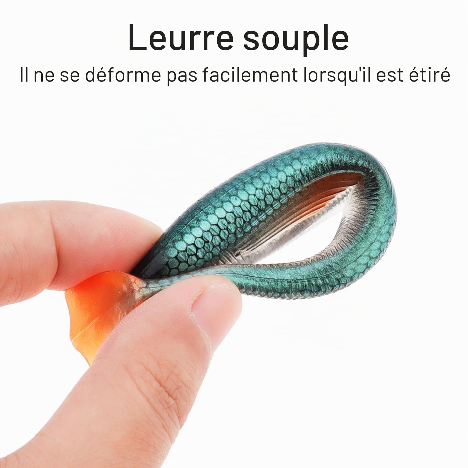 Lot de 6 leurres de pêche souples en plastique - Appâts artificiels - Pour bar, brochet, truite, perche - Accessoire de pêche pour eau salée et eau douce