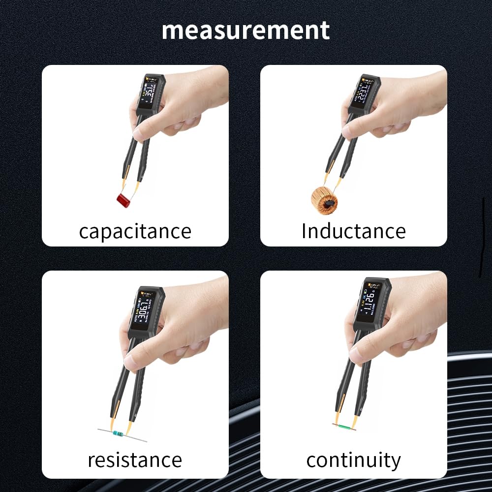 Misuratori digitali LCR 10KHz - Multimetro per resistenza, condensatore, induttanza, ESR, tensione, frequenza e diodo con rilevamento automatico del componente, tester SMD