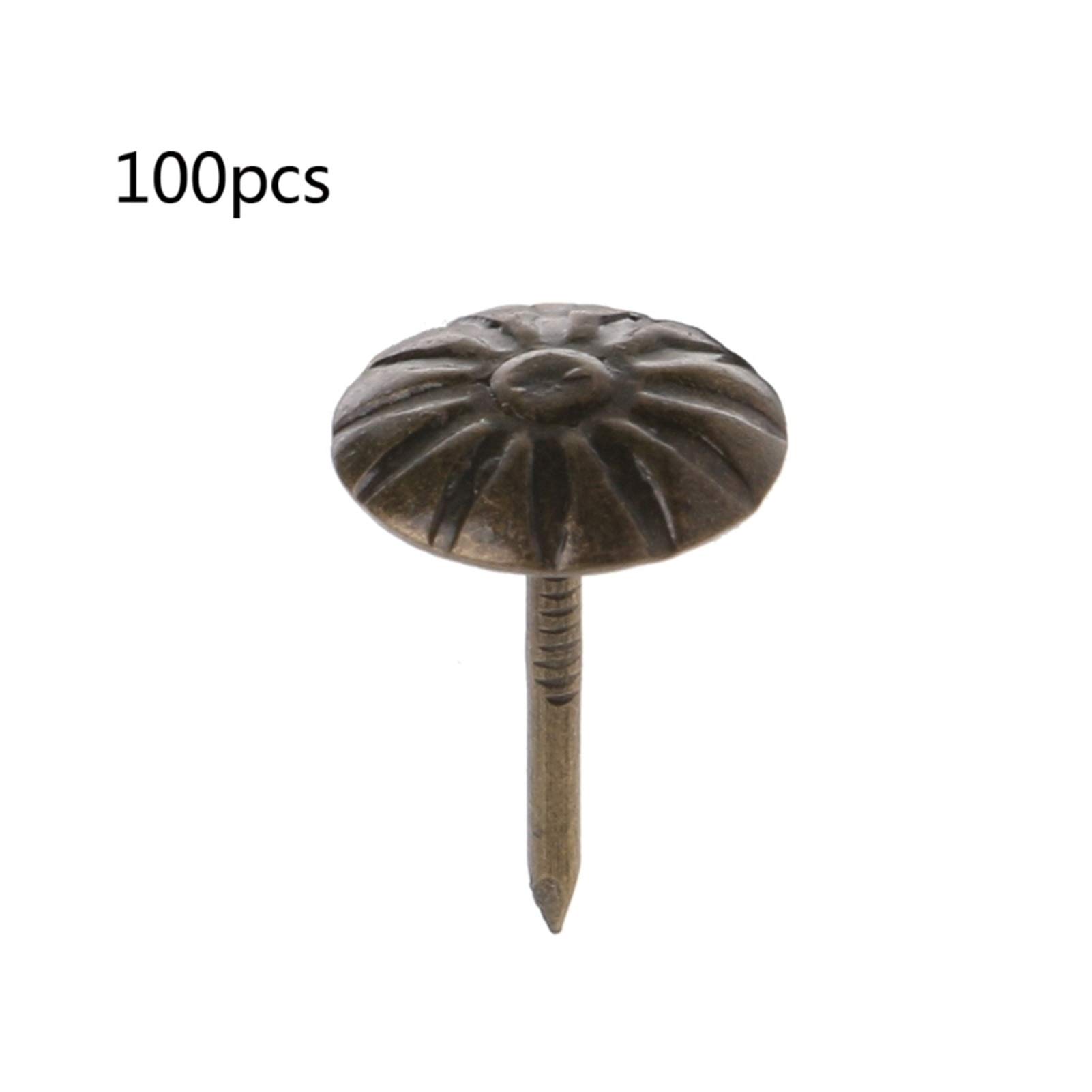 Tachuelas para tapicería Tachuelas para alfombras 100 piezas de clavos decorativos de latón antiguo, caja de joyería, caja de vino, clavo decorativo for sofá, pasador de empuje, clavo for puerta, herr