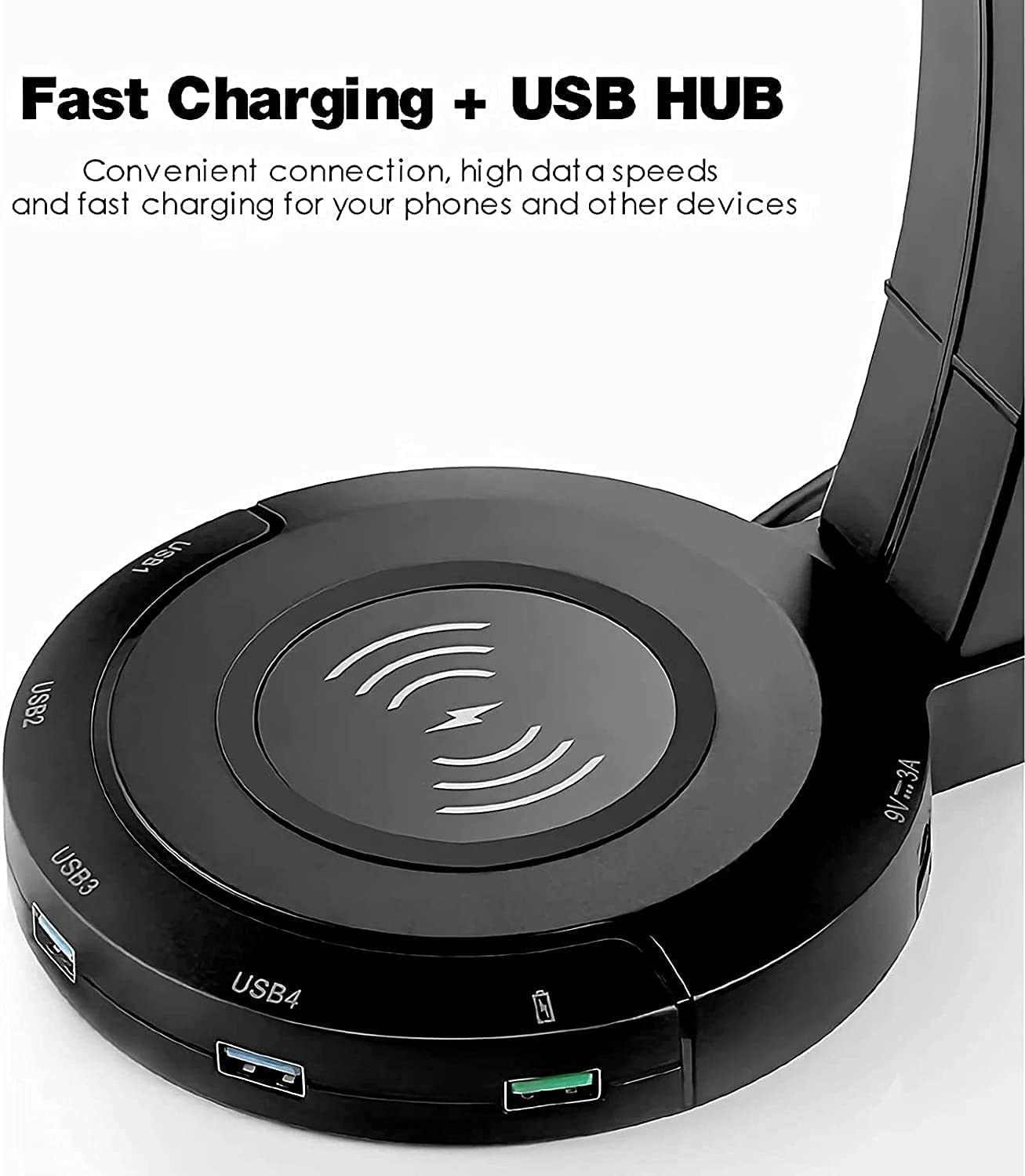 Soporte para Auriculares, con Cargador inalámbrico(Usb3.0)
