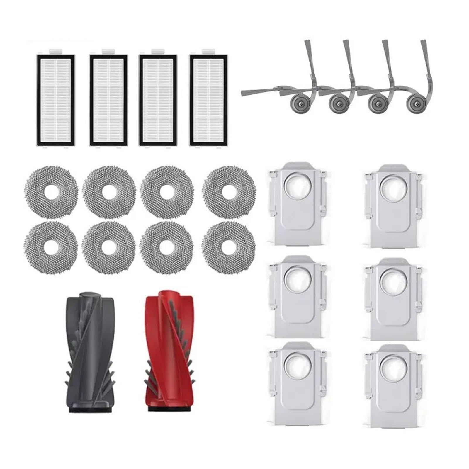PORRSYDCD Main Roller Side Brush Hepa Filter Mop Cloth Dust Bag Accessories，Compatible With Roborock Qrevo Curv / P20 Pro Robot Vacuum Cleaner Parts(24pcs)