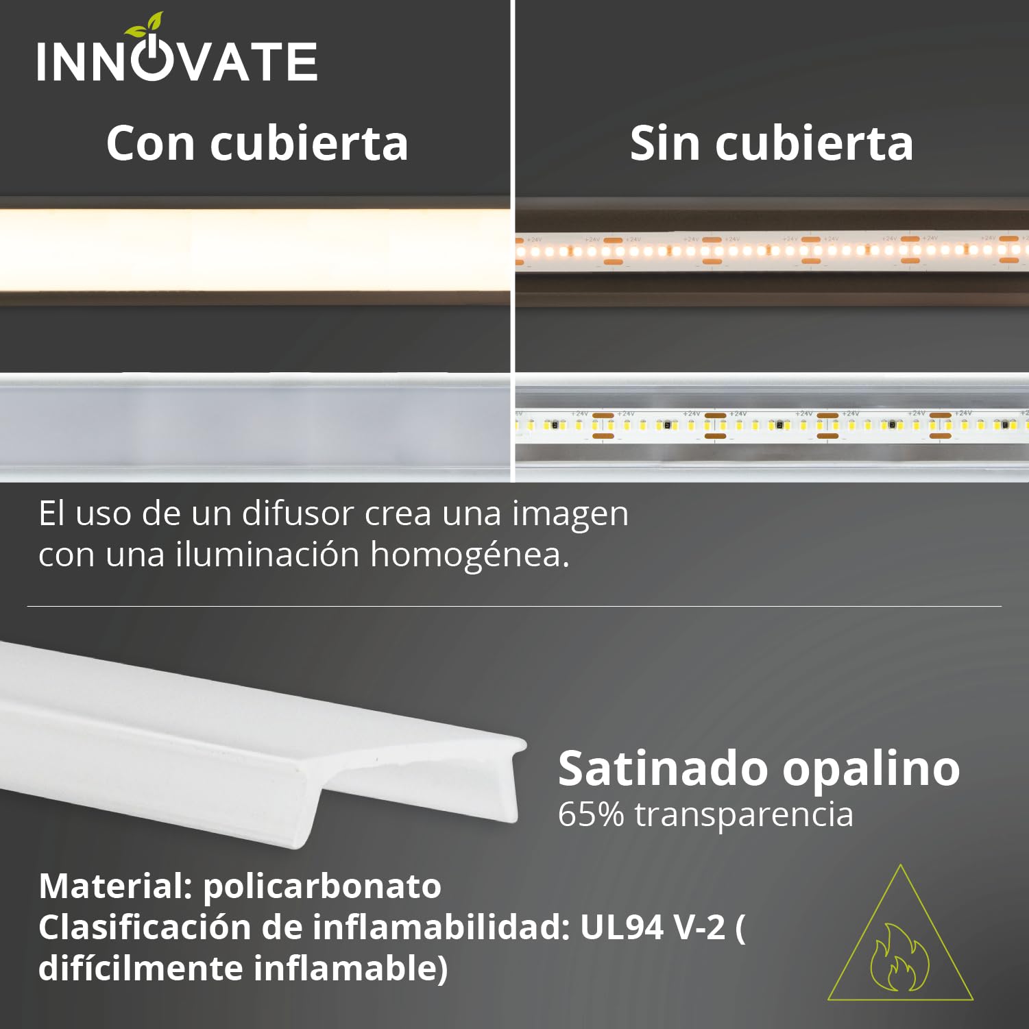 INNOVATE Perfil Aluminio Tira LED 45º Esquina 2m con Difusor [2000 x 17,5 x 17,5 mm para Tiras LED hasta 11 mm] iluminacion Cocina estanteria Armario (11mm Silver-traslucido, Set 5)