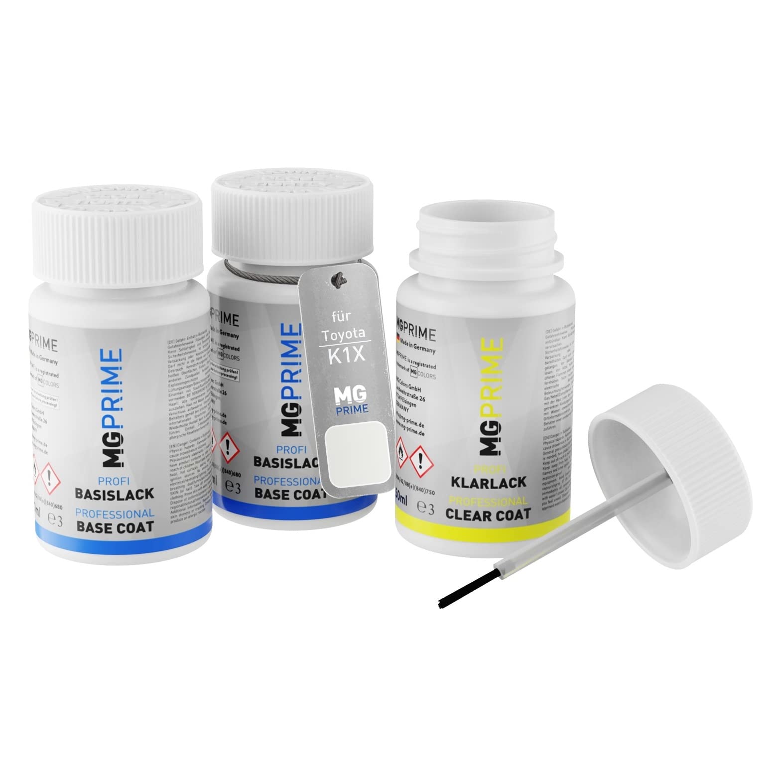 MG PRIME Vernice per auto Kit stilo di ritocco per Toyota K1X Crystal White Pearl/Halo Pearl Vernice di fondo vernice di base vernice trasparente ognuno 50ml
