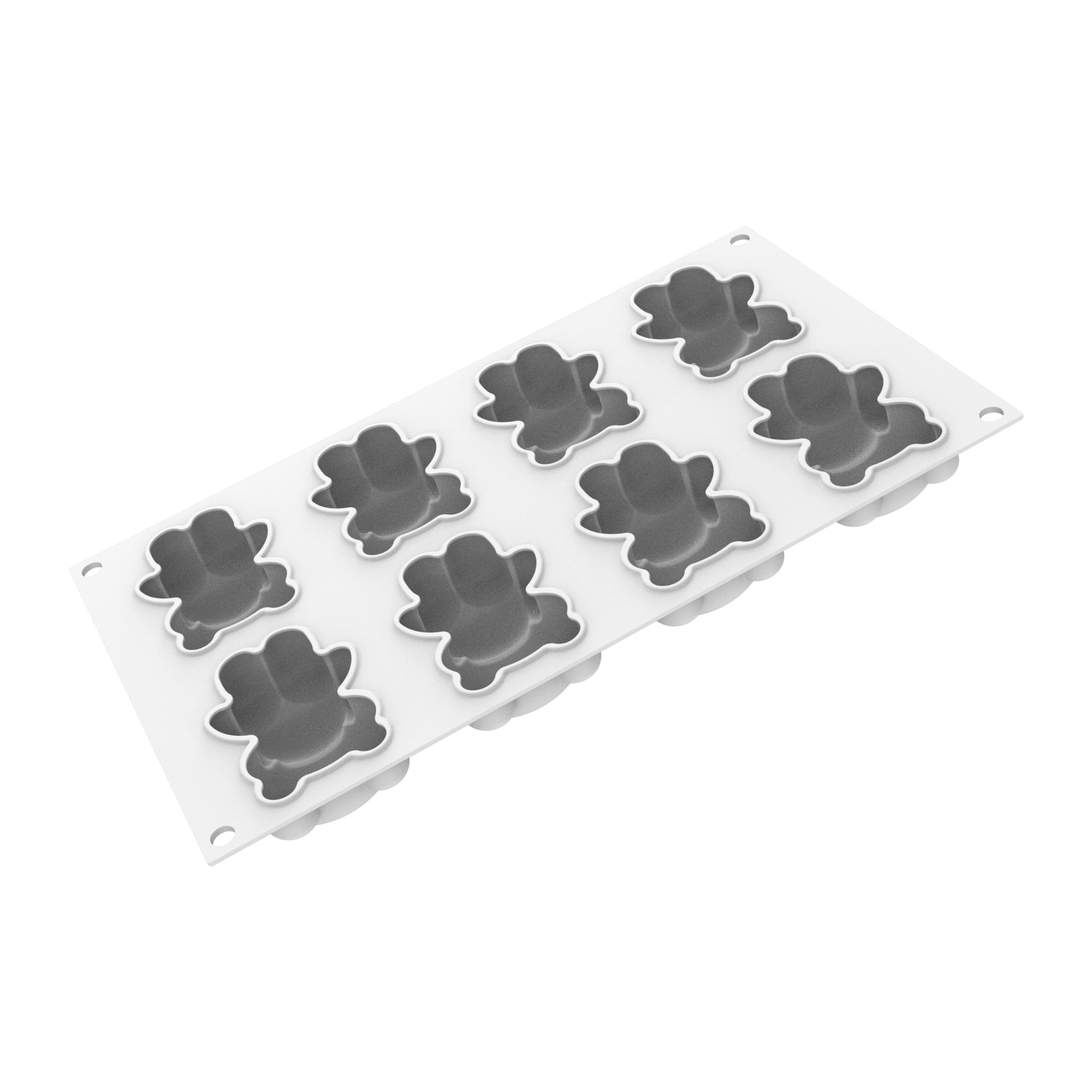 Silikomart | Moule en silicone pour monoportions TEDDY BEAR 68, 8 portions individuelles, antiadhésif, 79 x 56 h 27 mm, Made in Italy