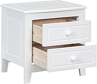 Vista 6 de Mesita de noche moderna con 2 cajones, mesa auxiliar con diseño clásico de madera para dormitorio, sala de estar, sofá, entrada, pasillo