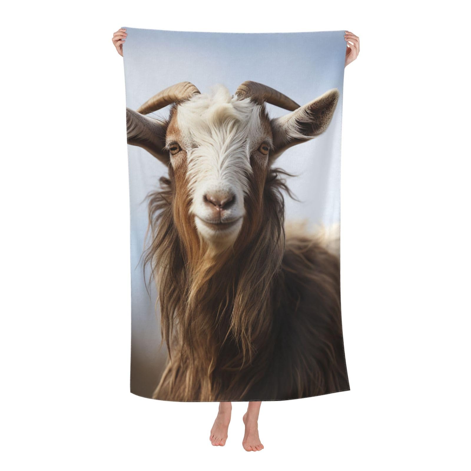 FodPand Animal Goat Beach Towel Oversized 52 x 32 in Sand Free Pool Swim Towels for Adult Travel Blanket Lightweight Quick Dry Absorbent Bath Towels Cruise Vacation Accessories