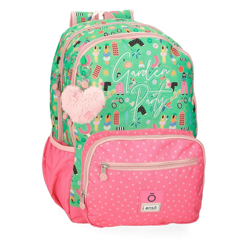 Enso Garden Party Mochila Escolar Adaptable a Carro Multicolor 32x44x17 cms Poliéster