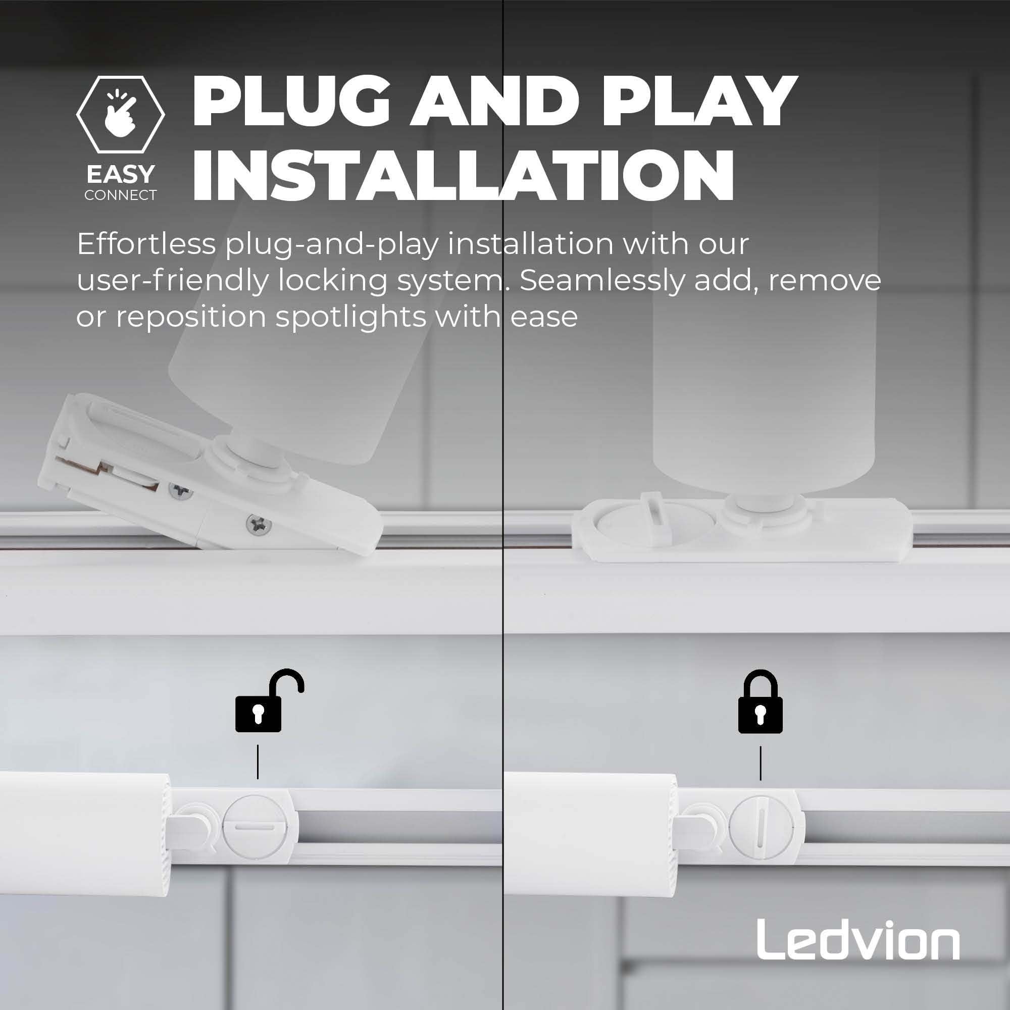 Kit éclairage Sur Rail LED 1m + 3 Spots 5W - Dimmable, 2700K Blanc Chaud - Pour Cuisine, Salon, Boutique