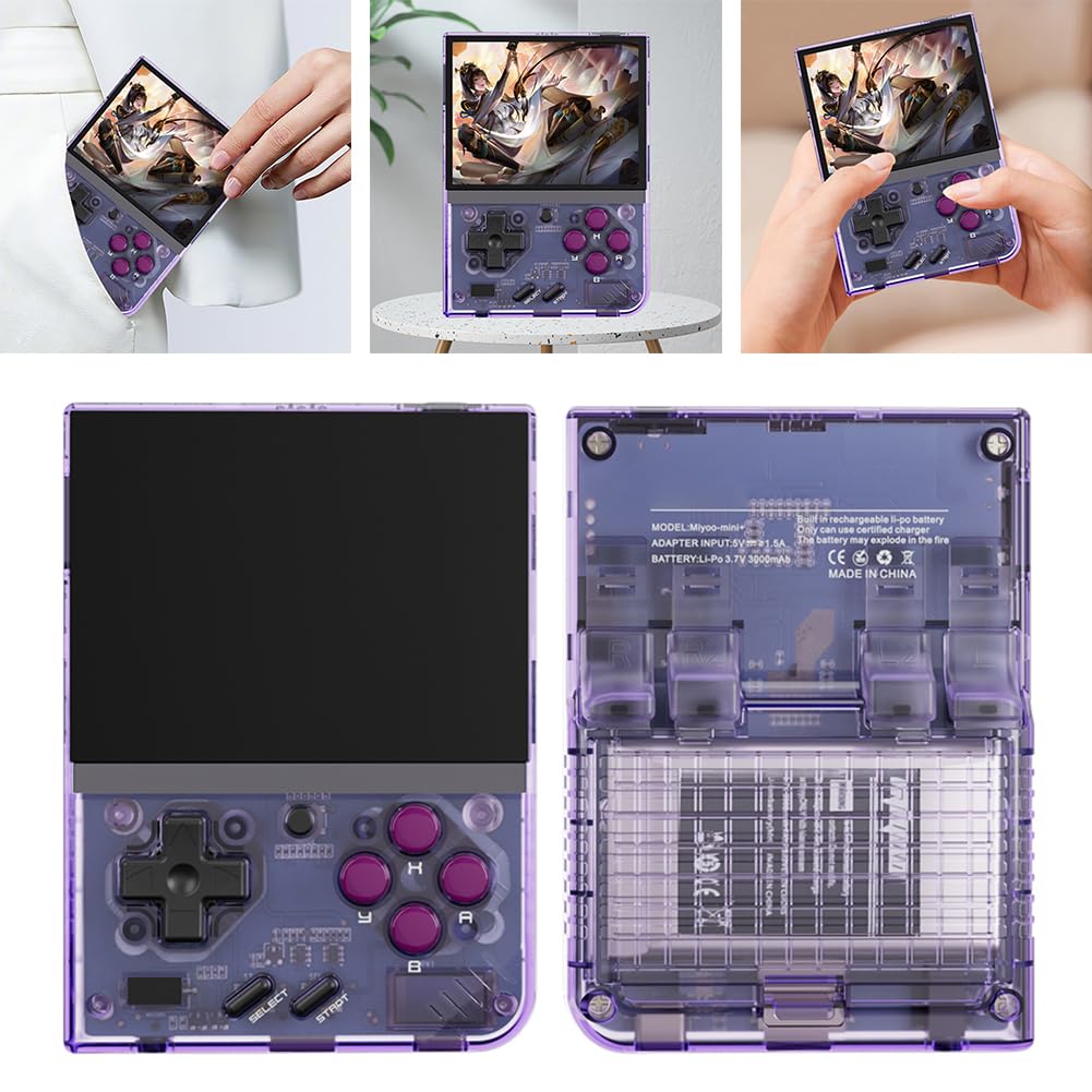 Mini Plus Console di Gioco Portatile Retro Sistema Linux Schermo IPS 3,5 Pollici Giocatori di Gioco Portatile Supporto WiFi Ricaricabile Regalo per Bambini e Adulti (Viola)