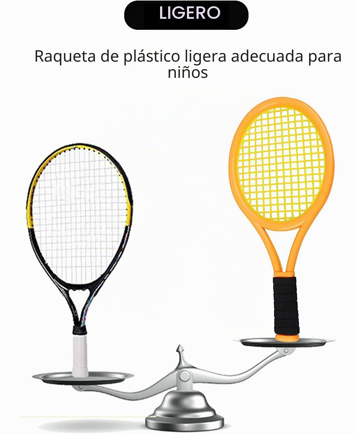 Juego de Raquetas de Tenis para niños, de 17 Pulgadas, con 4 Pelotas Suaves y 6 Volantes de bádminton para niños pequeños, Deportes en Interiores y Exteriores
