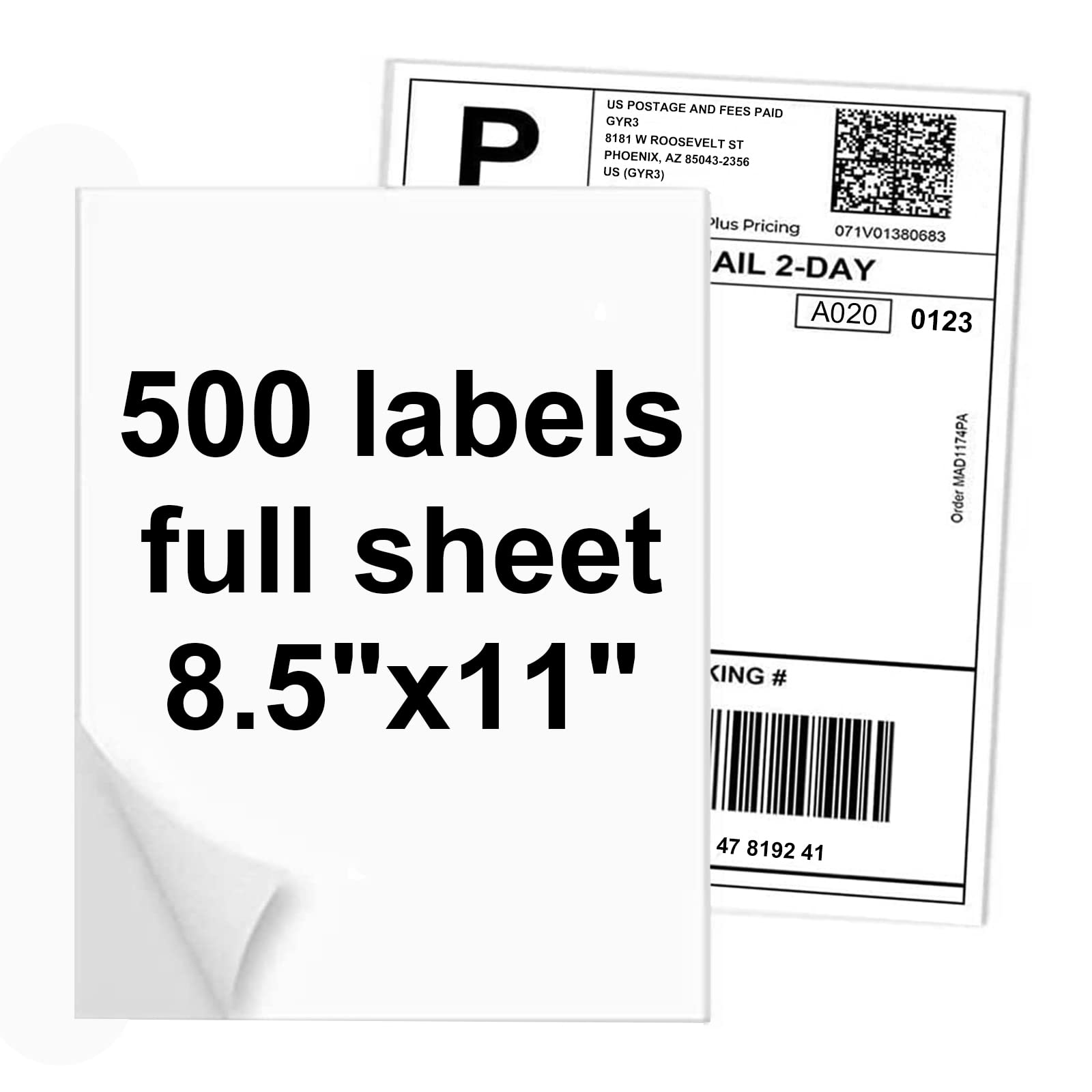 NefLaca 500 Full Sheet Stickers, 8.5" x 11", 500 Labels