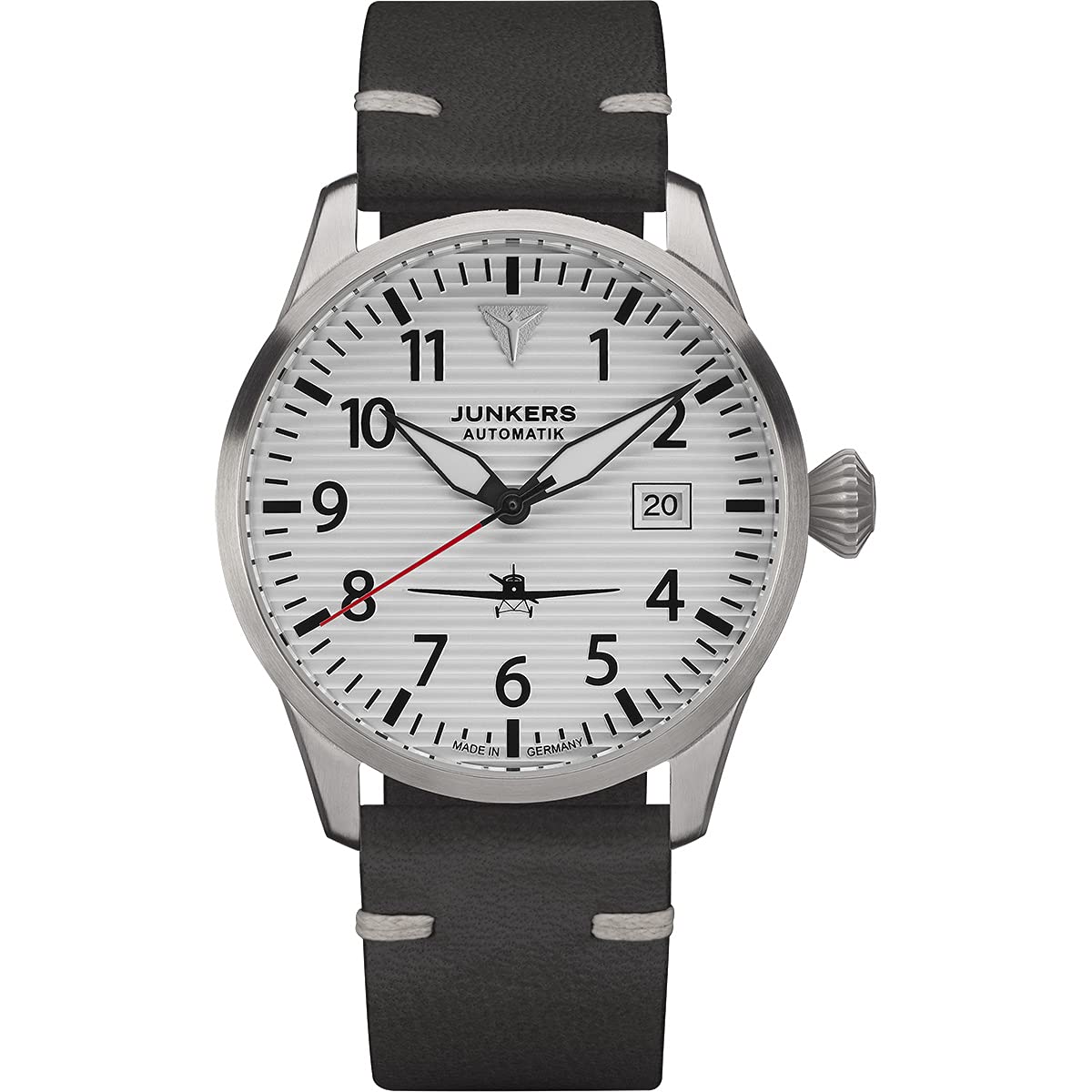 Junkers Flieger Automatik Uhr Saphirglas Silber Wellblechdesign 9.58.01.03