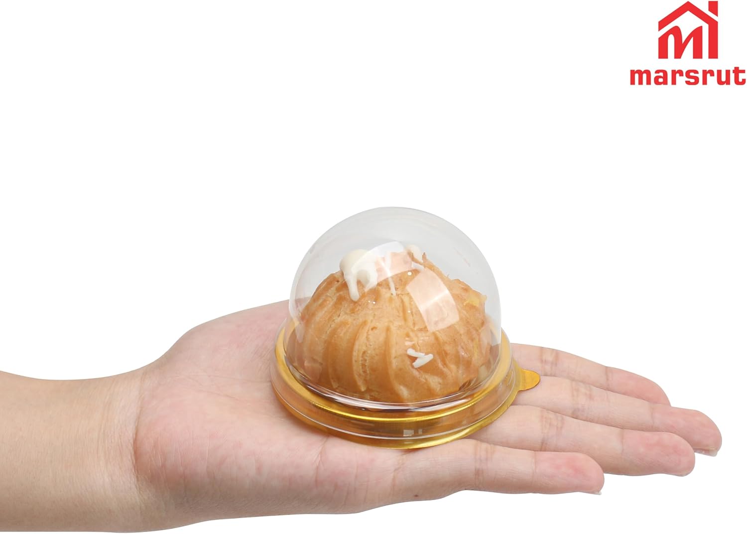 100pcs Mini Flan Containers with Lids, 2.4 in Chocoflanes Bases, Clear Plastic Cake Holder/Box, Round Dome for MINI Cupcake, Dessert, Strawberry, Treats, Gift, Cookies, Mooncake, Muffin, Weddings