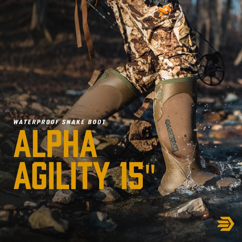LaCrosse Women's Alpha Agility 15" Waterproof Hunting Snake Boot Brown/Green - Picture 9 of 20
