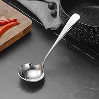 Vista 7 de Cucharones de sopa pequeños, cucharones de cuchara de sopa para salsa, 2 unidades SUS 304 de acero inoxidable no magnético de 7.6 pulgadas redondas
