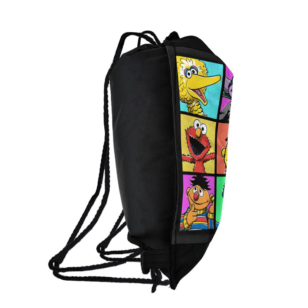 LOGOVISION Sesame Street Hand Drawn Squares Drawstring Backpack Sports Bag Sackpack 17