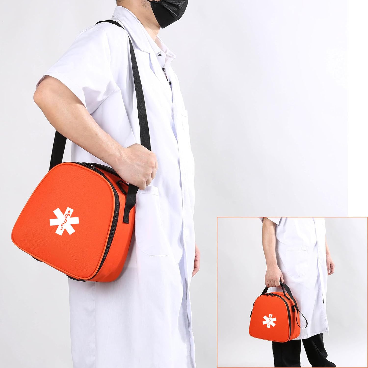 Borsa medica di primo soccorso, borsa professionale di primo soccorso, custodia protettiva per maschera completa, per casa e lavoro, adatta per infermieri, fisioterapisti, medici, kit di emergenza per