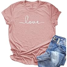 NIUBIA Women Summer Graphic Tees Love Print T-Shirt Short Sleeve Loose Tops