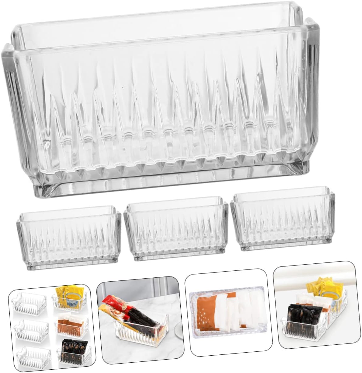 4pcs Modern Acrylic Tea Bag Storage Rack Sugar Holder Containers for Kitchen
