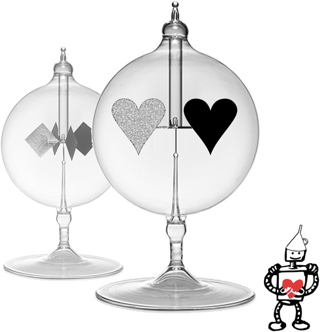 Radiometer Solar Spinning Tin-Man Heart - Powered by The Sun (Free Robot Valentine's Card Included)