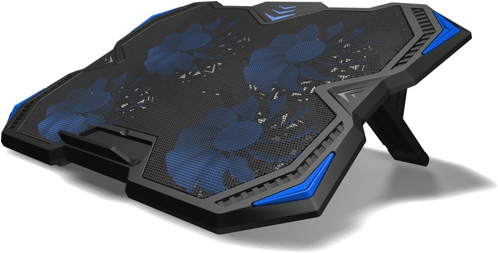 Amstic Laptop Cooling Pad for 12-17.3 inch Laptop with 4 Silent Fans (LED Lights, Ergonomic, Portable, Adjustable Height, Dual USB Ports)