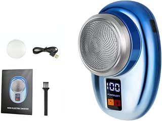 Mini Electric Shaver, New Model Dual-Head Rechargeable Razor, Pocket-Sized Electric Shaver for Men – Perfect for Home, Office, and Travel (Blue)
